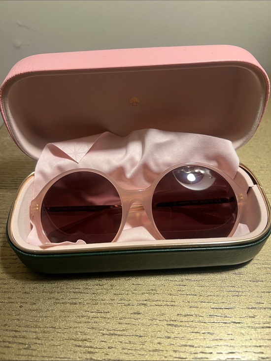 kate spade Accessories - kate spade Pink Round Sunglasses with Green Case and Gold Trim